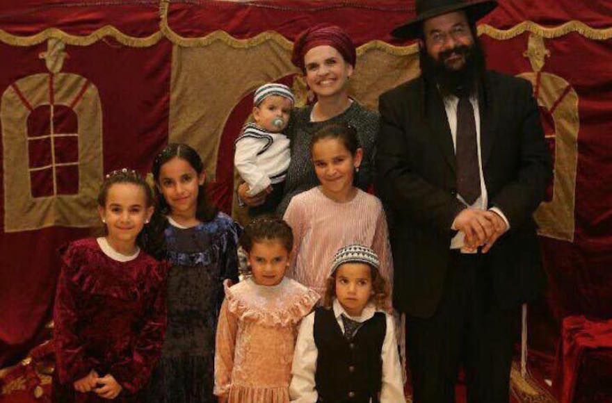 Rabbi Raziel Shevach, right, shown with his family, was killed in a shooting near Nablus in the northern West Bank. (Facebook)