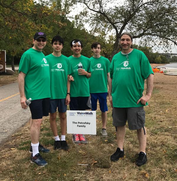 For his mitzvah project, Mason Petrofsky (pictured at center holding water bottle) supported the Foundation Fighting Blindness.