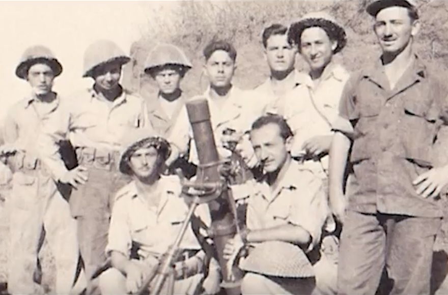 Mordechai Schachter, third from left in top row, with fellow soldiers who fought in Israel’s War of Independence. (Courtesy of Schachter)