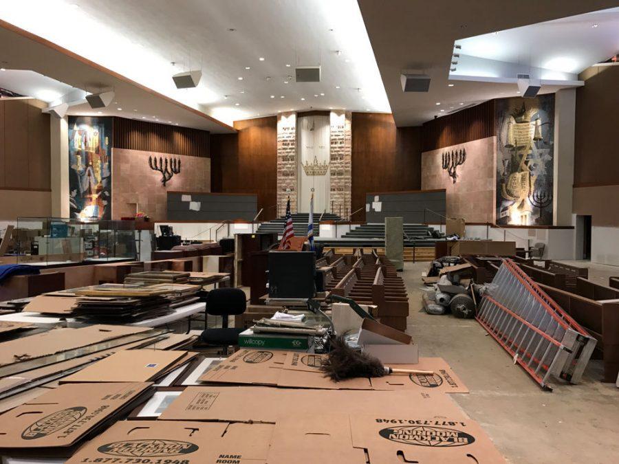 Restoration work continues on Congregation Beth Yeshurun, a Conservative synagogue in Houston that was flooded after Hurricane Harvey. Photo courtesy Marianne Chervitz