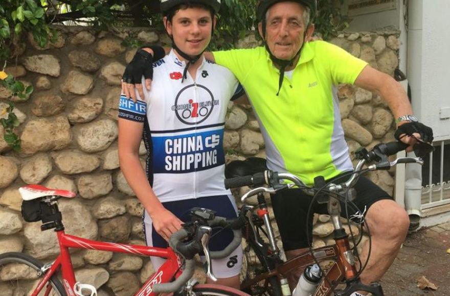 Paul Alexander, 80, and his grandson Daniel, 14, are both taking part in a commemorative cycle ride from Berlin to London to mark 80 years since the Kindertransport evacuation effort. (World Jewish Relief/PA Wire)