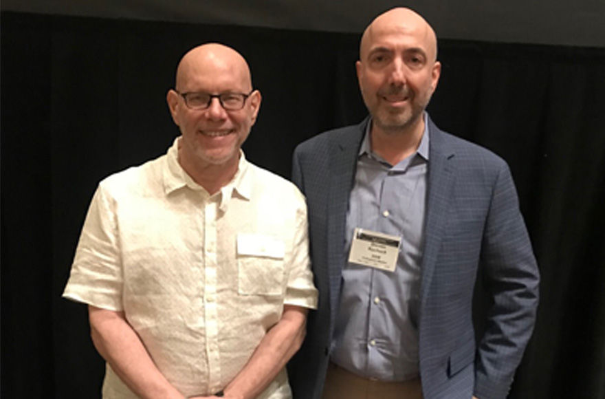 Lewis Aron, left, founding IARPP president, and Steven Kuchuck, the current president, at the group’s 2018 conference in New York City. (Debra Nussbaum Cohen)