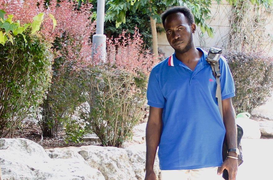 Jack Muaawia is an African asylum seeker and a first-year student at Hebrew University in Jerusalem. (Tracy Frydberg)