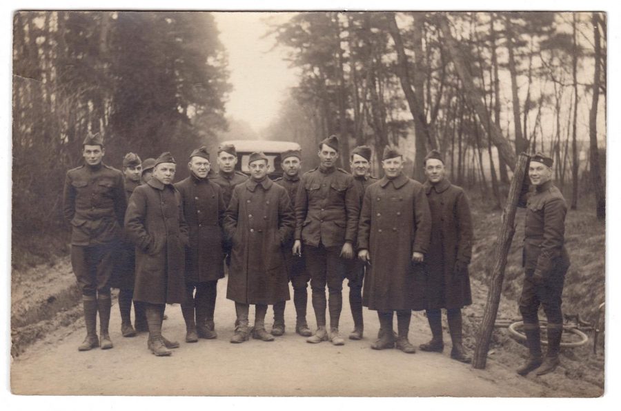 Jacob Lavin (center) with group of American Expeditionary Forces in France. Lavin was one of the American Jews who fought in World War I.  