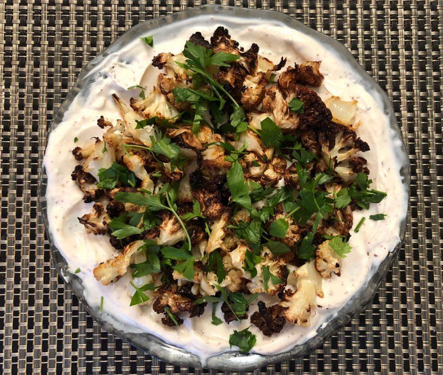 Charred+Cauliflower+with+Yogurt-Tahini+Spread.+Photo%3A+Michael+Kahn