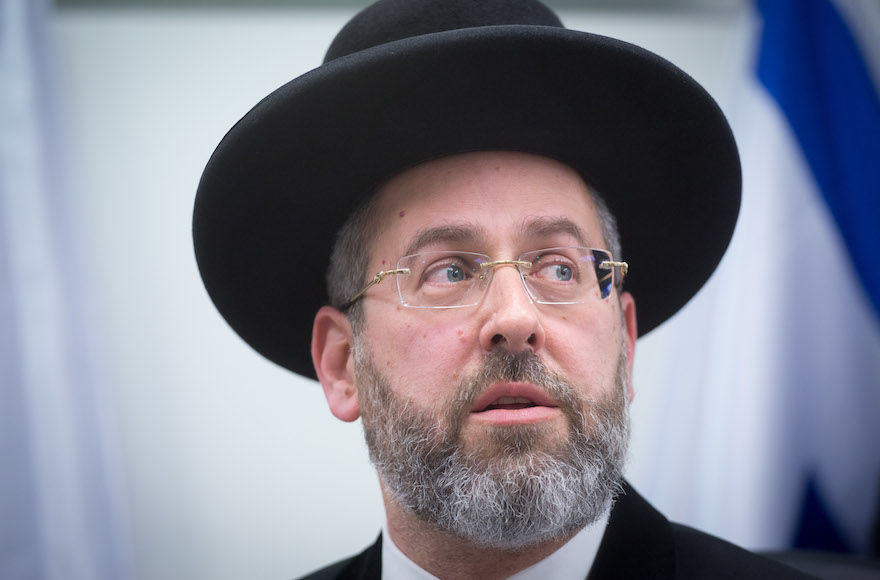 Israel’s Ashkenazi Chief Rabbi David Lau seen on March 29, 2018. His comments on the Pittsburgh synagogue shooting raised some eyebrows at first. (Miriam Alster/Flash90)