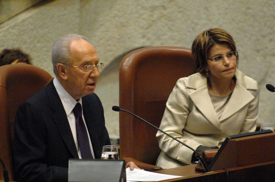 Dalia Itzik presides over the opening of the Knesset in October 2008, while President Shimon Peres addresses the legislature. Photo: Amos Ben Gershom, Government Press Office (GPO)