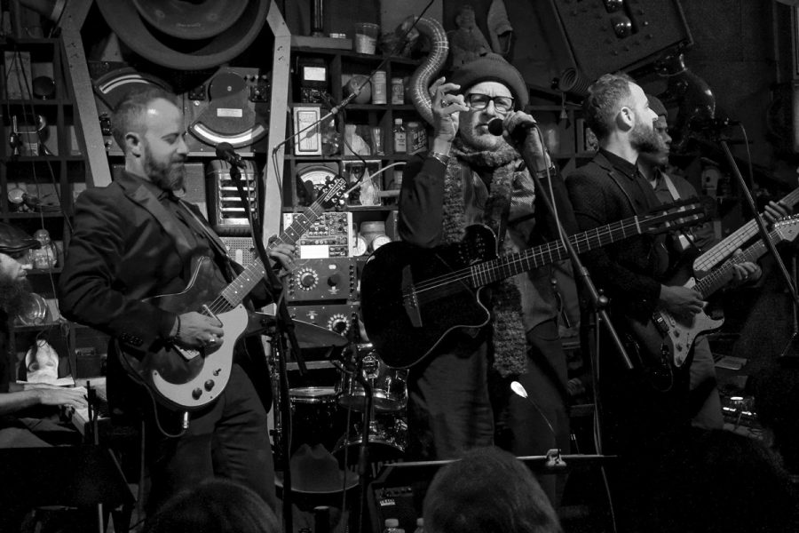 The Brothers Lazaroff and Rabbi James Stone Goodman perform during last year’s Hanukkah Hullabaloo. This year, the event takes place Saturday, Dec. 8.  Photo: Bill Motchan