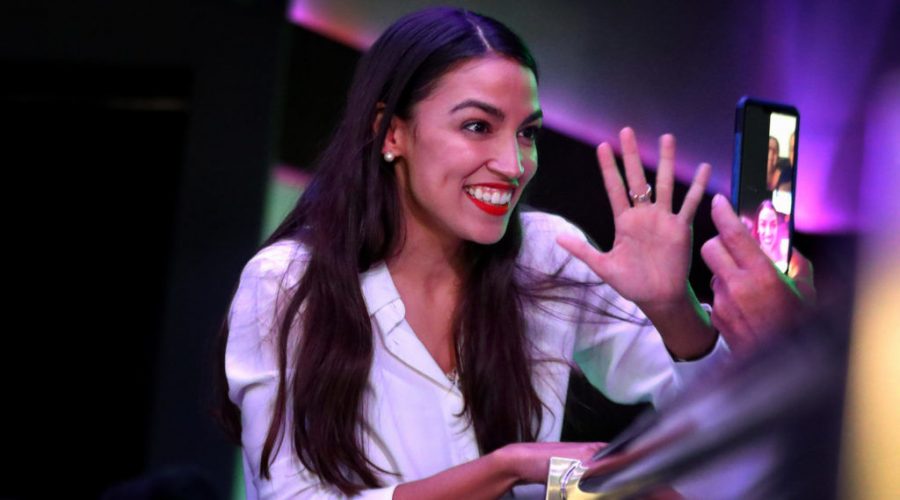 Alexandria Ocasio-Cortez celebrates her victory La Boom night club in Queens on Nov. 6, 2018 in New York City. 