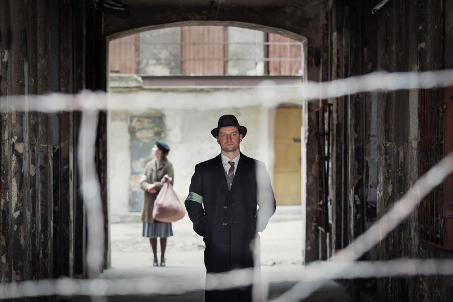 Actor Wojciech Zielinski as Abraham Lewin in the film ‘Who Will Write Our History,’ about Oyneg Shabes, a group of  Warsaw Jews who created a secret archive of eyewitness accounts of Jewish life in Warsaw and documentation of Nazi atrocities.  Photo: Anna Wloch 