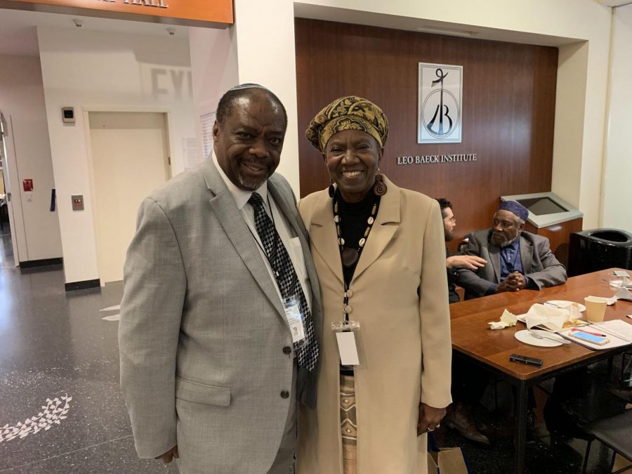 Rabbi Capers Funnye, left, and Martha Leah Williams, at the Jewish Africa Conference in New York, Jan. 29, 2019. (Josefin Dolsten)