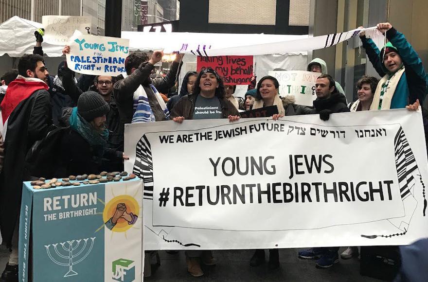 Young members of Jewish Voice for Peace protest Birthright (Courtesy of Jewish Voice for Peace)
