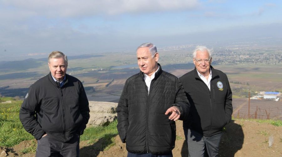 Sen.+Lindsey+Graham%2C+left%2C+and+Israeli+Prime+Minister+Benjamin+Netanyahu+stand+on+the+Golan+Heights+overlooking+Syria%2C+March+11%2C+2019.+Photo%3A+Amos+Ben-Gershom%2FGPO