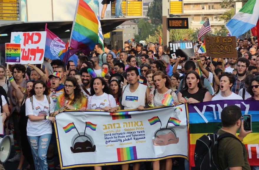 Tens+of+thousands+march+through+the+streets+of+Jerusalem+for+the+annual+pride+parade+on+Aug.+2%2C+2018.+Photo%3A+Adi+Eddy%2FCourtesy+of+Jerusalem+Open+House+for+Pride+and+Tolerance
