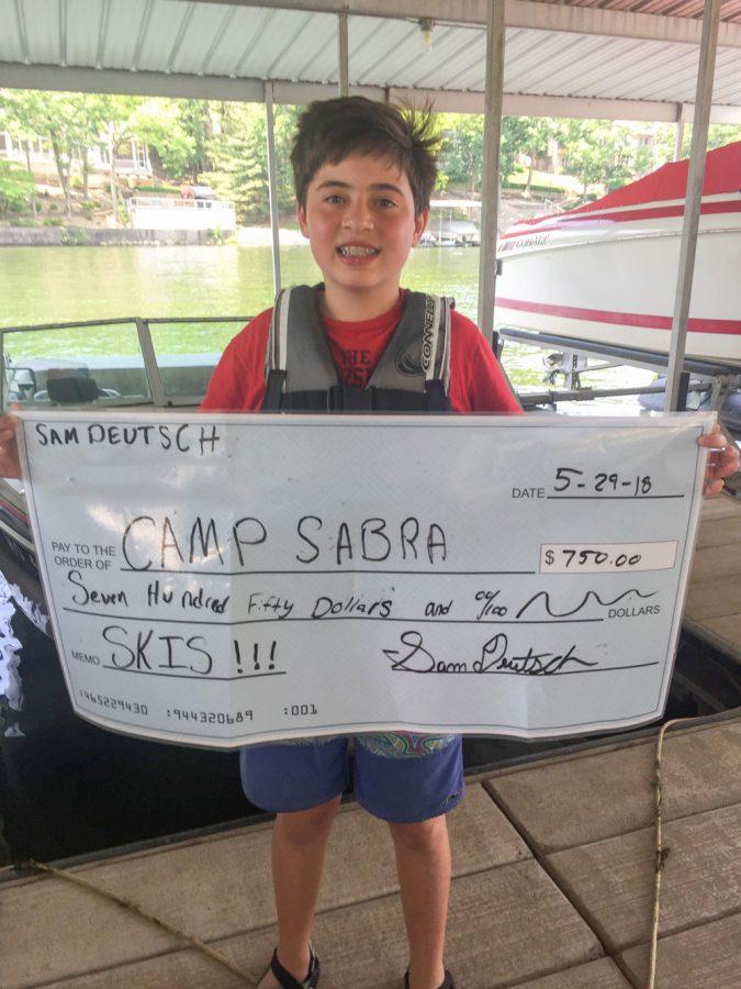 As part of his mitzvah project, Sam Deutsch raised money for Camp Sabra. Sam also volunteered with the organization I-Skate. 