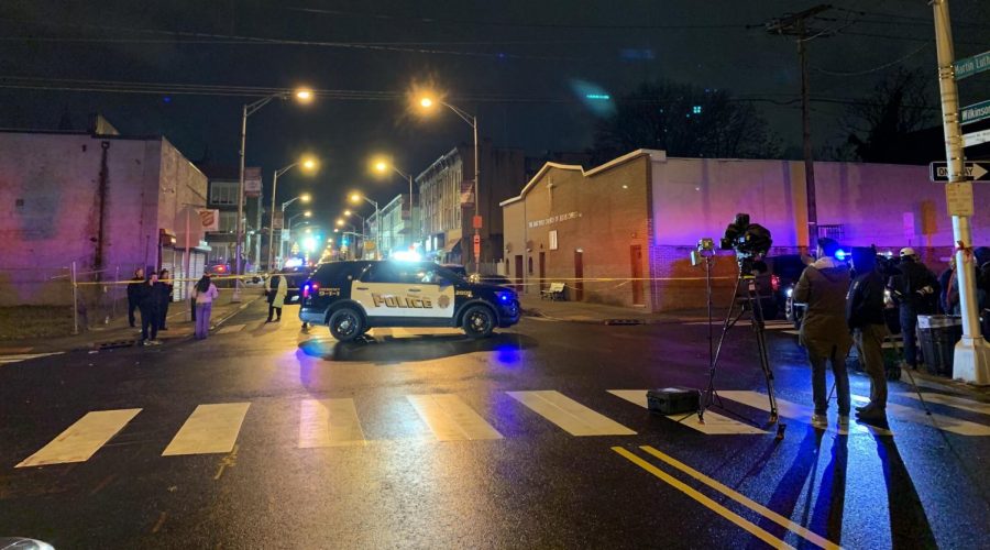 The scene near the site of a shootout between two gunmen and police at a kosher supermarket in Jersey City, N.J., Dec. 10, 2019. (Josefin Dolsten/JTA)