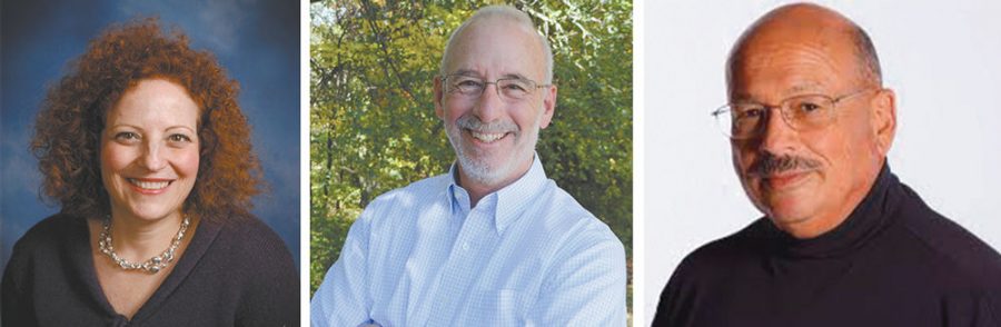 Upcoming speakers at Mirowitz Center online learning events include (from left) Karen Aroesty, Alan Spector and Rabbi Mark Shook.