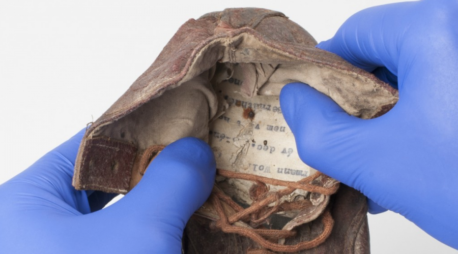 One of the documents found in the shoes belonging to victims of Auschwitz camp. (Auschwitz-Birkenau State Museum)