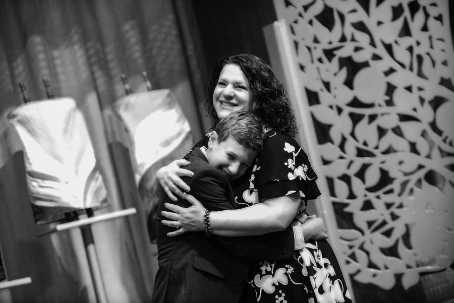 Amy Fenster Brown with her son, Leo, at his bar mitzvah earlier this month. 
