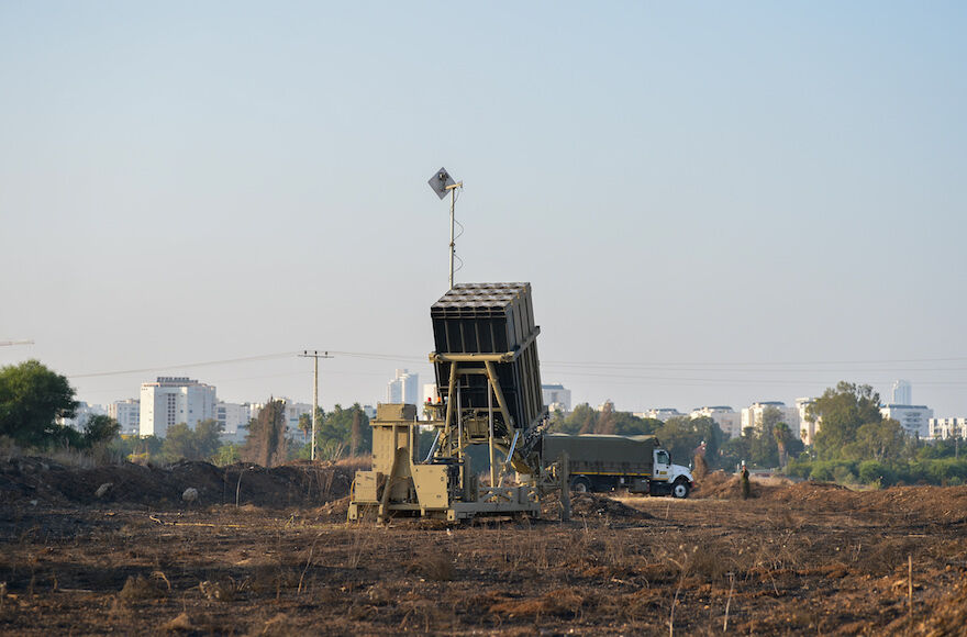 An Iron Dome missile battery seen near Tel Aviv, July 15, 2018. (Ben Dori/Flash90)  