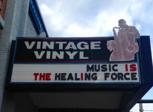 Vintage Vinyls marquee is a familiar sight to St. Louis music fans. 