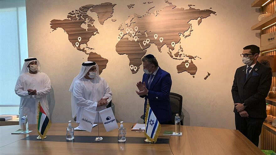 A+strategic+partnership+agreement+between+the+Israeli+Watergen+company+and+Emirati+Al-Dahra+was+signed+in+Abu+Dhabi+in+the+United+Arab+Emirates+on+Nov.+25%2C+2020.+Credit%3A+Courtesy.%C2%A0
