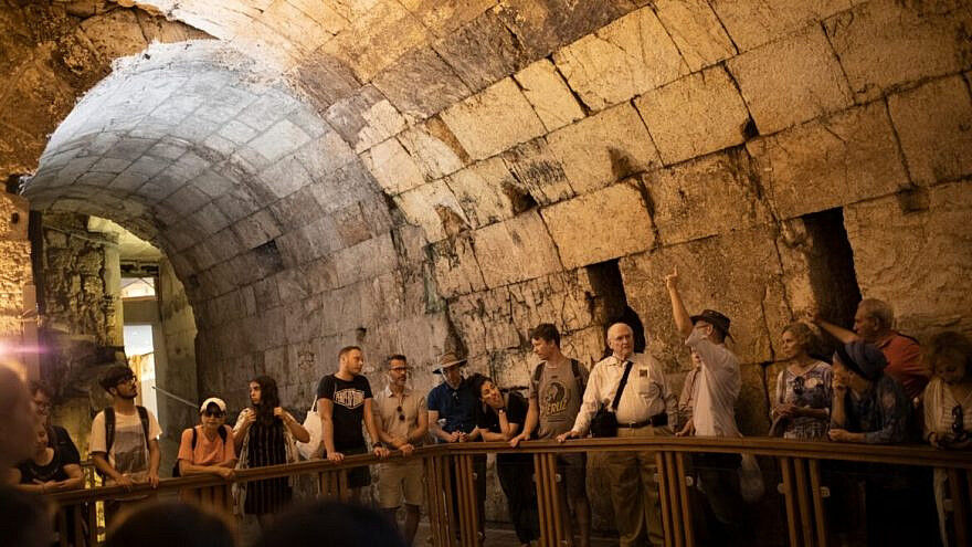 Visitors tour the underground Western Wall tunnels in Jerusalem’s Old City. Photo by Hadas Parush/Flash90. 