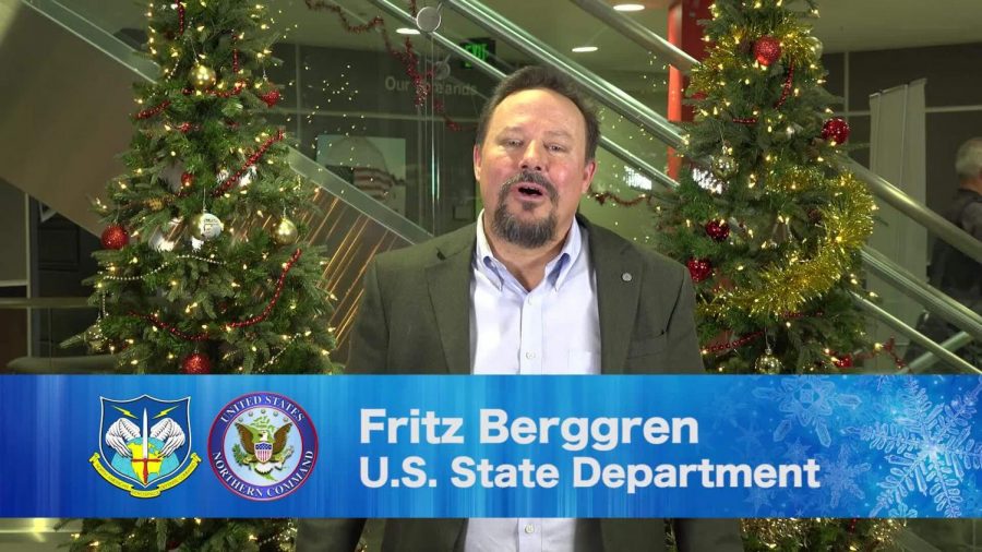 Fritz Berggren appears in a holiday video shared by the U.S. Department of Defense in 2018. (Department of Defense)
