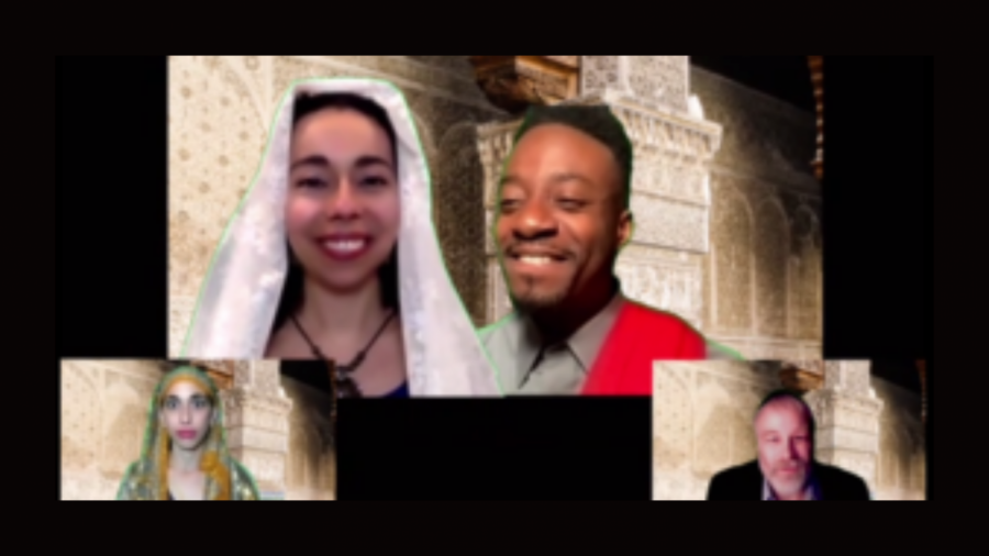 A still from “The Wonder Child,” a story from the Egyptian-Jewish oral tradition adapted by the Theatre Ariel in Merion Station, Pa. St. Louis folklorist Howard Schwartz retold the story in his 1996 collection The Wonder Child & Other Jewish Fairy Tales Top row, left to right: Lois Abdelmalek and Abdul Sesay. Bottom row, from left: Marissa Barnathan and Nathan Foley | Courtesy of Theatre Ariel