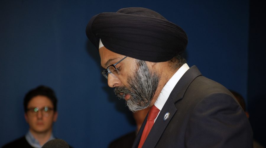 New Jersey Attorney General Gurbir Grewal, shown in December 2019, said we will not allow some vocal residents’ intolerance to drive local government decisions.” (Laura E. Adkins / JTA)
