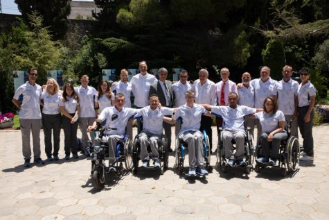 The Israeli Olympic and Paralympics delegation competing at the upcoming Olympic Games in Tokyo attends a ceremony at the Presidents Residence in Jerusalem on June 23, 2021. Photo by Olivier Fitoussi/Flash90 