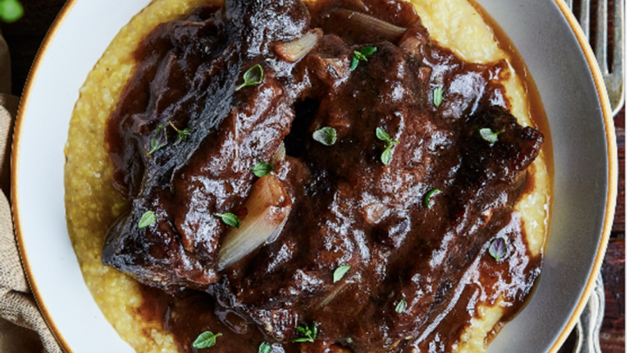 Red Wine Braised Short Ribs with Creamy Polenta