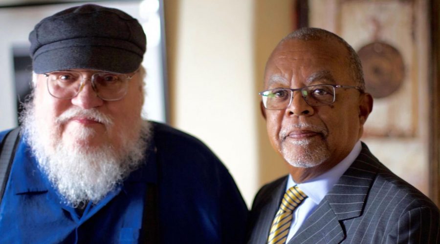 George R.R. Martin, left, shown with Finding Your Roots host Henry Louis Gates, Jr., was shocked by his DNA test. (Courtesy of McGee Media/Ark Media)