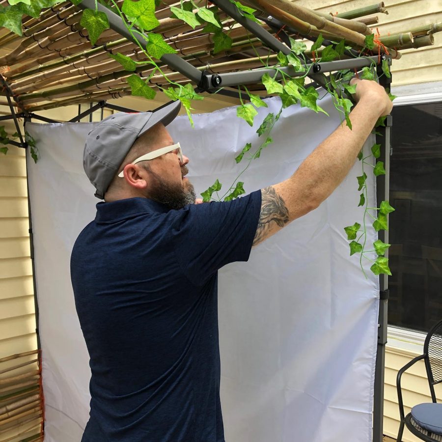 Scott Berzon, director of business operations at Congregation Shaare Emeth, constructed a sukkah at his home in Ballwin for the first time this year. The project started when his wife, Jamie, spotted a large pile of bamboo in a neighbors yard with a sign: Free. Jamie convinced us it was time to try and build our first Sukkah. The process was just as rewarding as the end result, and we laughed along the way that our structure may very well be a symbol of impermanence, Scott Berzon explained. 