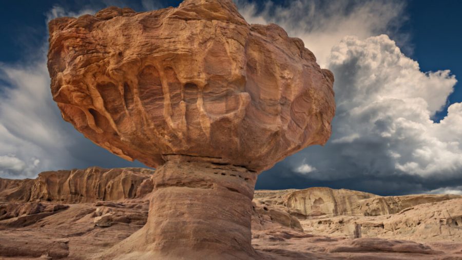 View of the famous “mushroom” geological form in Timna. Photo by Sergei25, Shutterstock