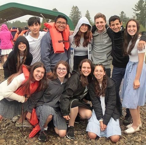 Teens pose for a photo at Camp Stone, an Orthodox sleepaway camp in Sugar Grove, Penn.