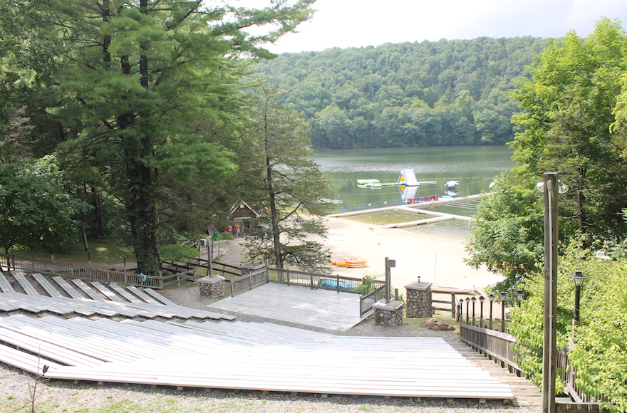 The+waterfront+at+Camp+Ramah+in+the+Berkshires+includes+a+wide+variety+of+inflatable+toys+and+surf+kayaks.+%28Uriel+Heilman%29