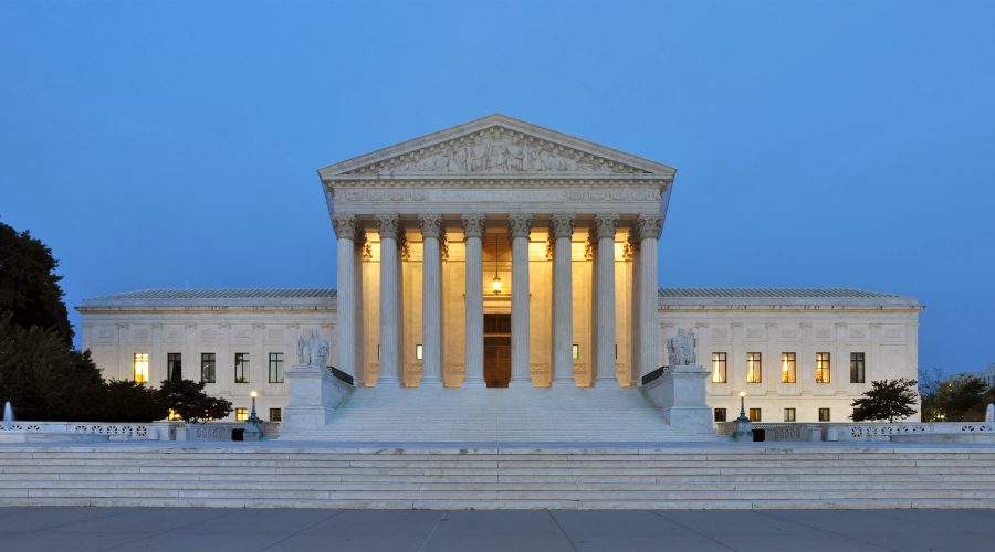 The Supreme Court building at dusk.(Wikimedia Commons)