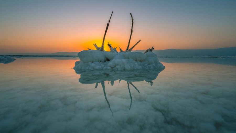 Salt formations on the Dead Sea shore, July 7, 2020. Photo by Mila Aviv/Flash90