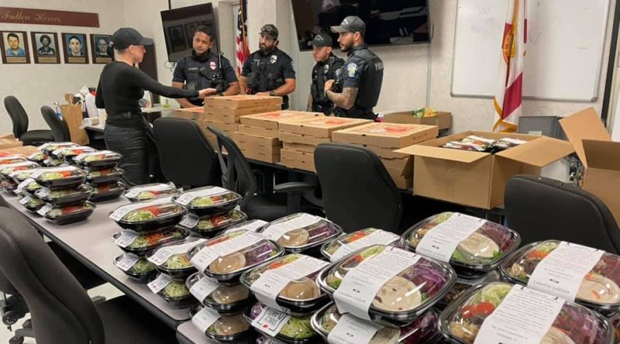 Several kosher restaurants in Hollywood, Florida donated food to the local police precinct after an officer was shot responding to an attempted robbery. (Adina Ciment)
