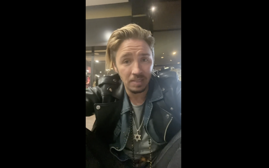 Gil Ofarim, a German-Israeli singer, said in a video posted to social media that he had been denied a hotel room in Leipzig, Germany, after being told to hide his Jewish star necklace. (Screenshot from Instagram video)