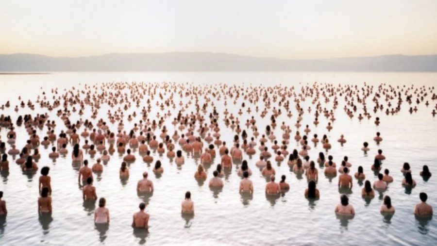 A photo from Spencer Tunick’s 2011 installation of the Dead Sea. Photo courtesy of Spencer Tunick.