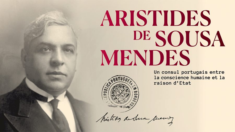 A poster advertising an exhibition in Luxembourg on the actions of Aristides de Sousa Mendes. (Courtesy of the government of Luxembourg)