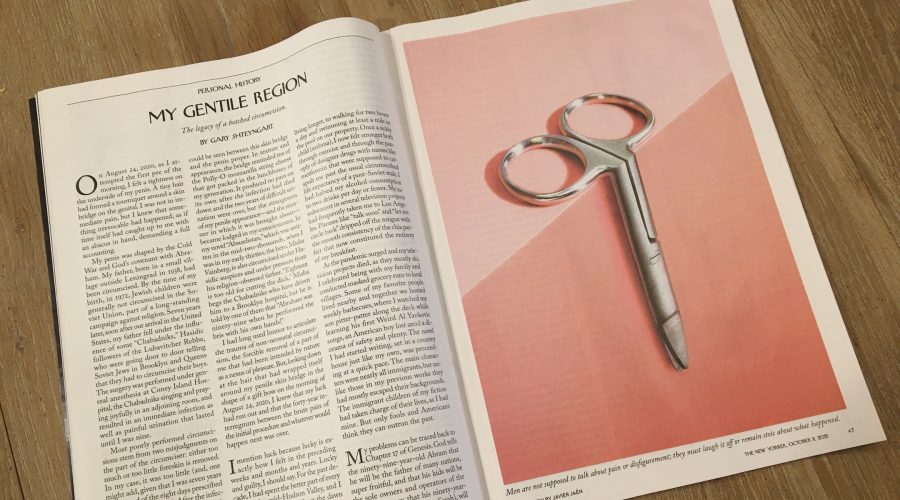 A New Yorker article about circumcision features an illustration by Javier Jaén. (Jewish Week)