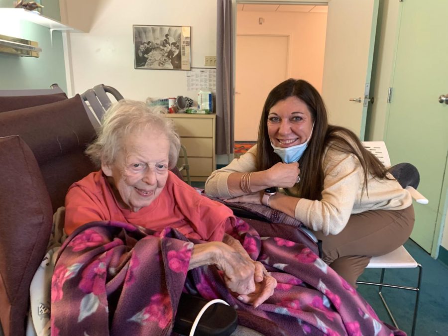 Lydia Motchan (left), who is 100 years old, and Jennifer Wientge, Heartland Hospice spiritual adviser. Writer and photographer Bill Motchan chronicles his journey becoming a family caregiver for Lydia, his mother.  Photo: Bill Motchan