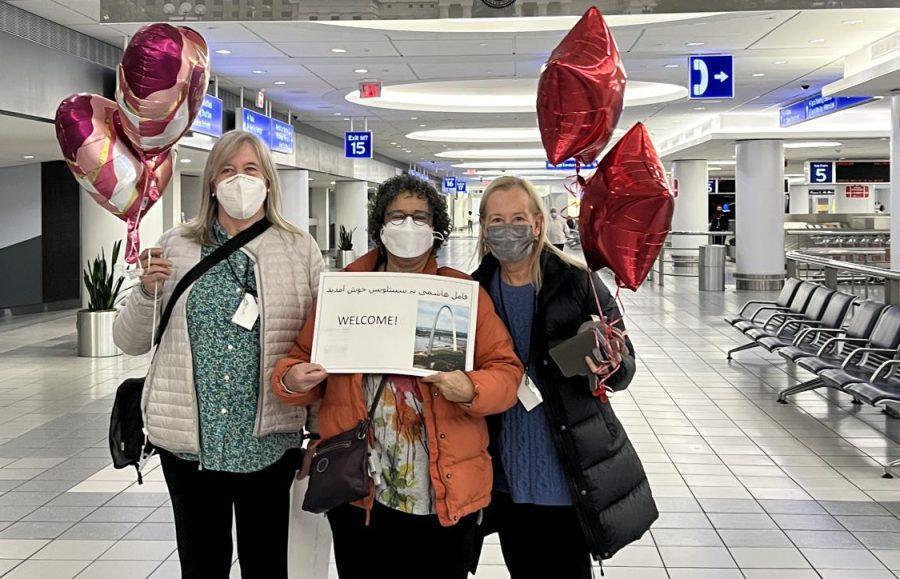 Debbie Bram, Cindy Nouri and Jackie Effert waiting to greet the family at the airport. 