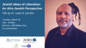 MaTovu to host author on ‘Jewish Ideas of Liberation: An Afro-Jewish Perspective’