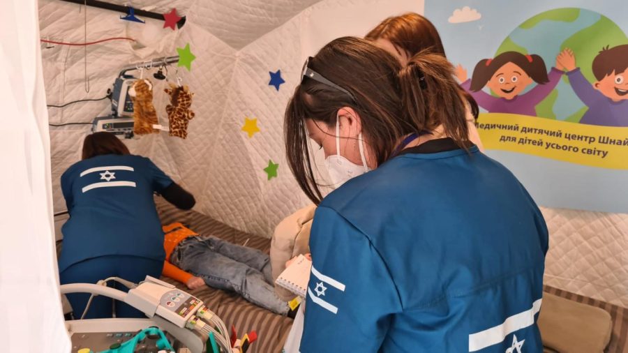 A 12-year-old girl is treated at the Shining Star State of Israel field hospital. The girl fled with her mother, a nurse by profession, from the war torn Donetsk region. Photo by Naama Frank Azriel of Sheba Hospital.