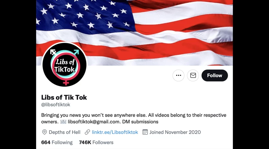 The+Twitter+feed+of+Libs+of+TikTok%2C+an+account+run+by+an+Orthodox+Jew+that+targets+teachers+who+teach+children+about+sexuality+and+gender+identity.+%28Twitter%29