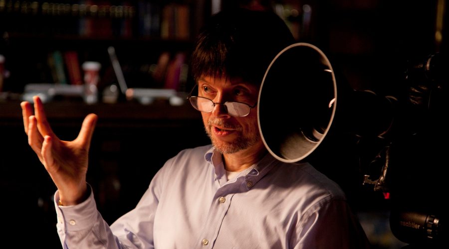 Documentary filmmaker Ken Burns filming interviews for The Roosevelts in 2014. (Daniel J. White/PBS)
